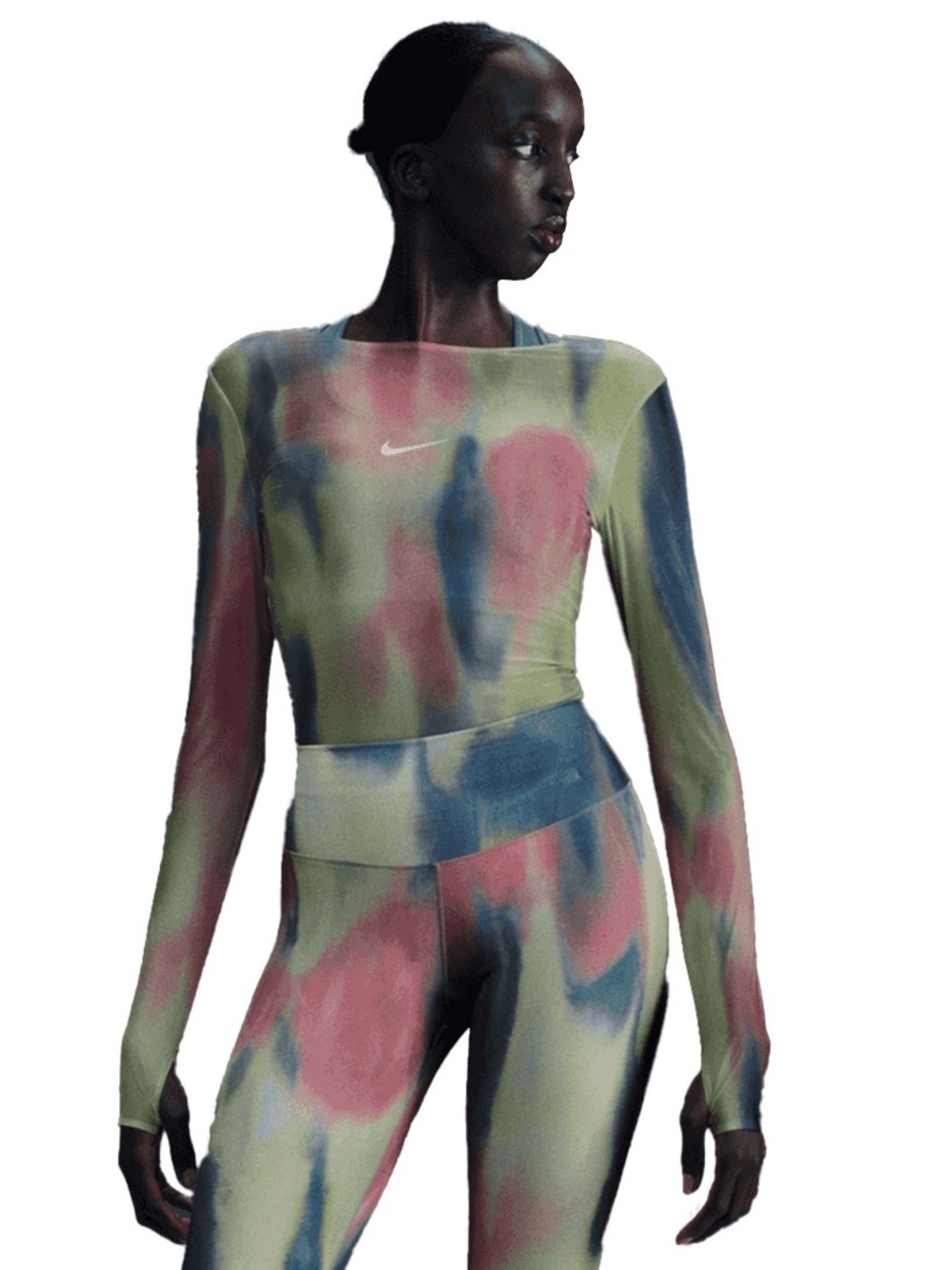 Nike Long Sleeve Tie-Dye Performance Top in Pink, Yellow, Blue